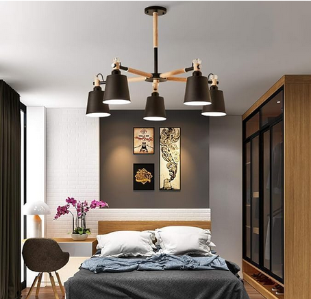 Ceiling Lamp - Metal - Black & Beige -  60x60x120