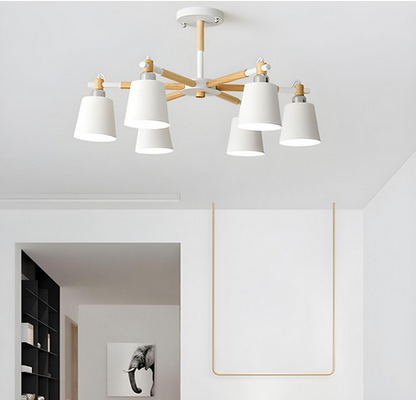 Ceiling Lamp - Metal - White & Beige -  60x60x120