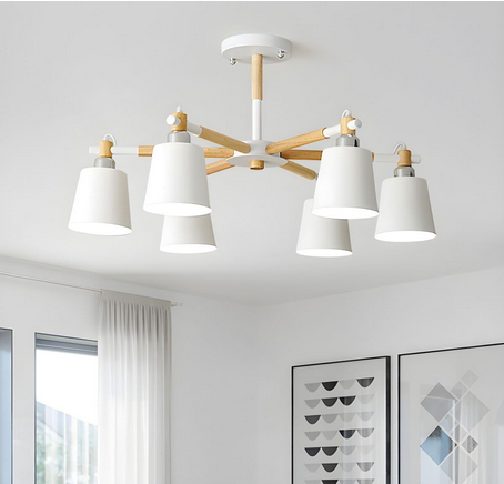 Ceiling Lamp - Metal - White & Beige -  60x60x120