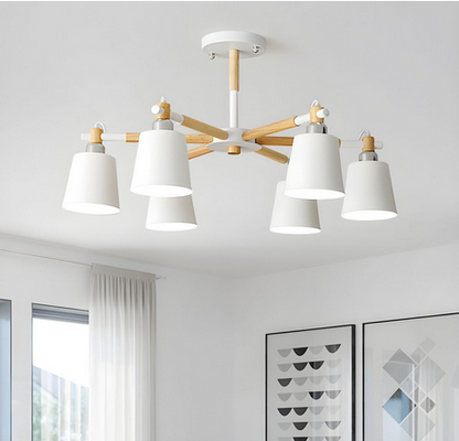 Ceiling Lamp - Metal - White & Beige -  60x60x120