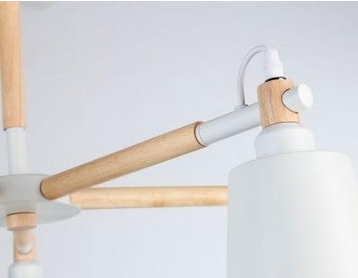 Ceiling Lamp - Metal - White & Beige -  60x60x120