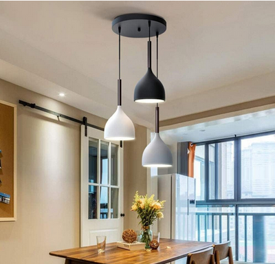 Ceiling Lamp - Metal - Black, White & Grey - 60 x 60 x 120 cm