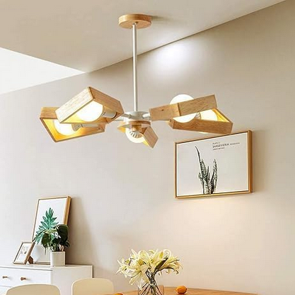 Ceiling Lamp - Metal - White & Beige -  60 x 60 x 120 cm