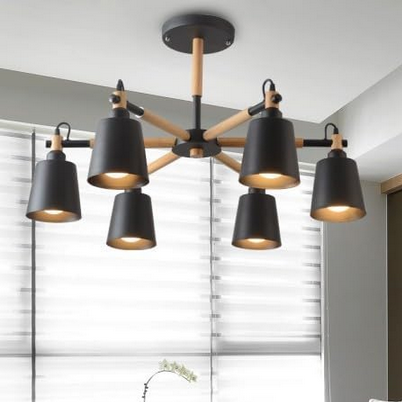 Ceiling Lamp - Metal - Black & Beige - 60 x 60 x 120 cm