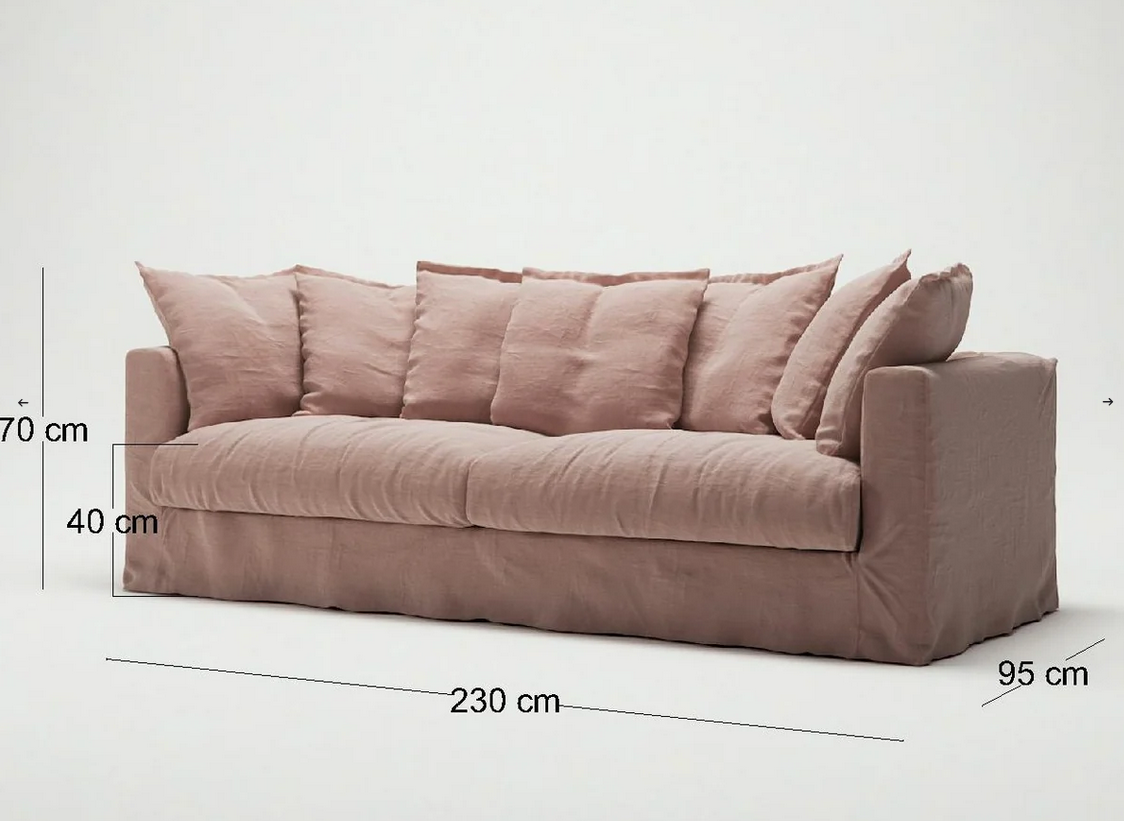 Sofa - Natural Wood - Multi Fabrics - Multi Color- 230x95x70 cm