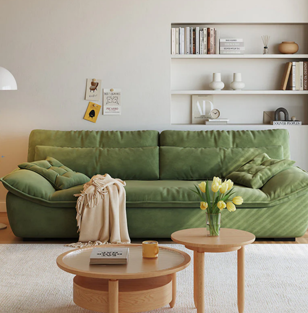 Sofa - Natural Wood - Multi Fabrics - Green - 220x97x78