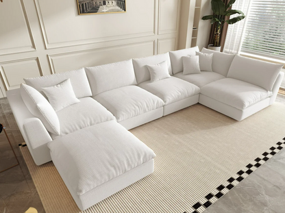Sofa - Natural Wood - Multi Fabrics - White - 400x90x80