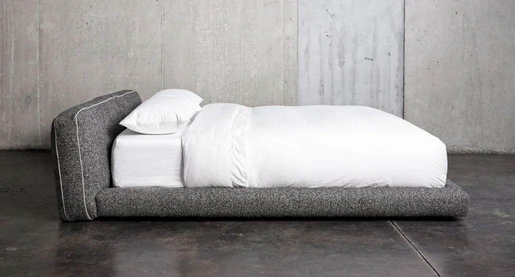 Bed - Natural Wood - Linen - Grey - Multi Size