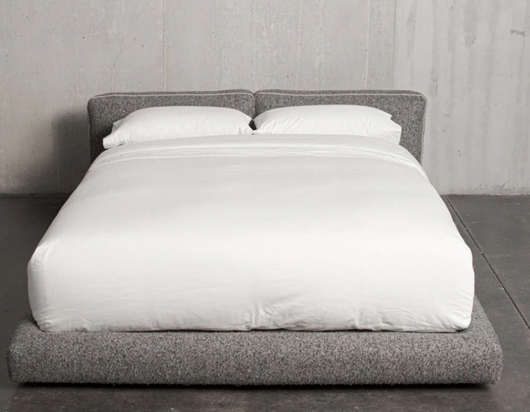 Bed - Natural Wood - Linen - Grey - Multi Size