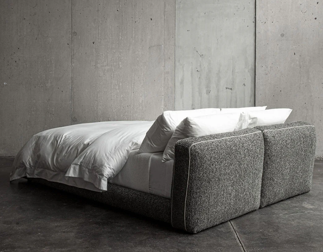 Bed - Natural Wood - Linen - Grey - Multi Size