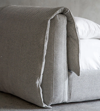 Bed - Natural Wood - Beige - Linen - Multi Size