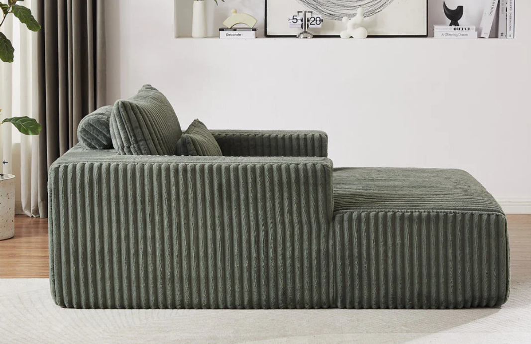 كرسي - خشب طبيعي - قطيفه - أخضر - 125×160×90 سم