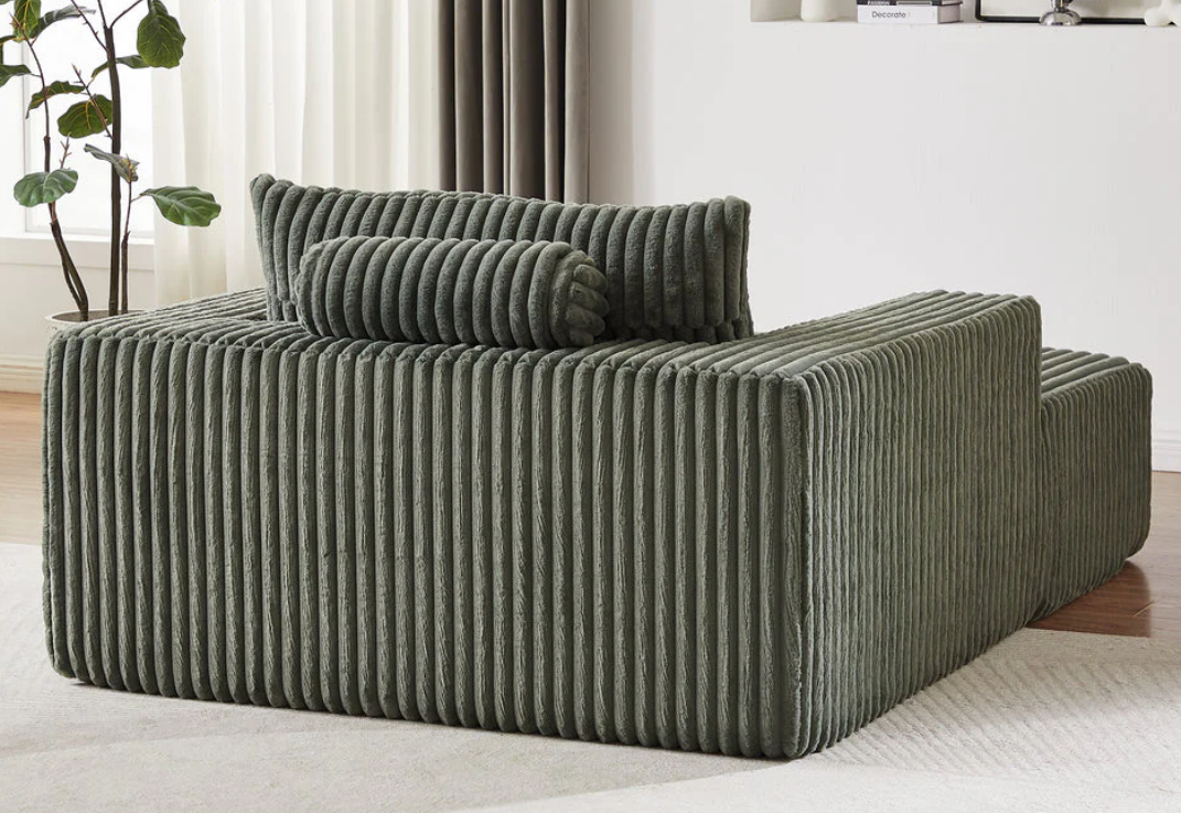 كرسي - خشب طبيعي - قطيفه - أخضر - 125×160×90 سم