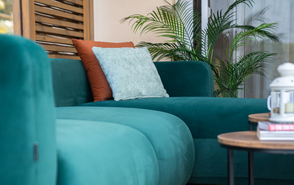 Sofa - Natural Wood - Multi Fabrics - Turquoise - 280x90x75 cm