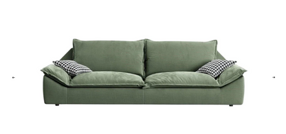 Sofa - Natural Wood - Velvet - Green - 250x90x85 cm