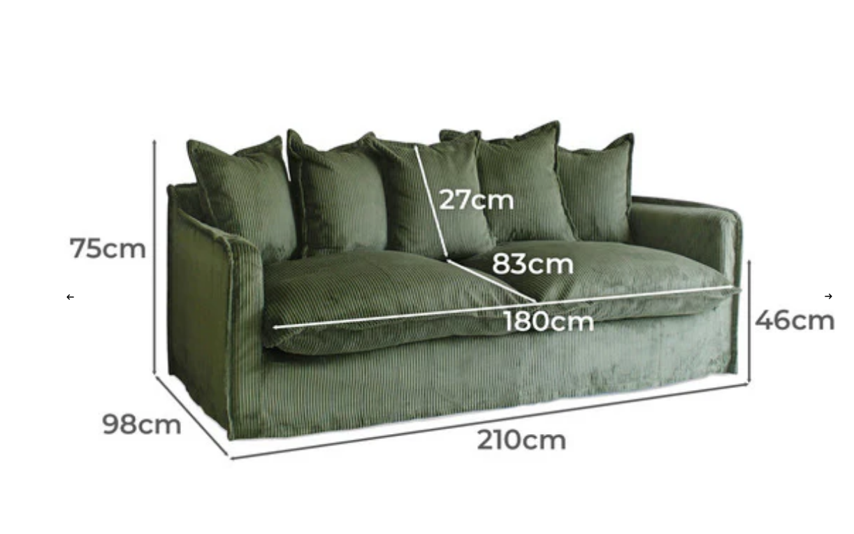 Sofa - Natural Wood - Velvet - Green - 210x98x75 cm