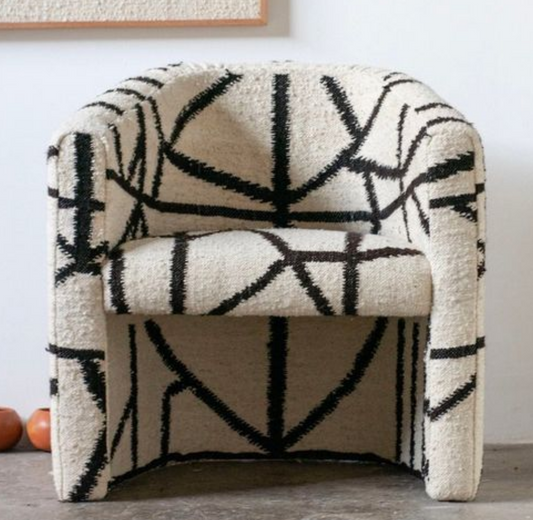 Arm Chair - Natural Wood - Tress - Black & White - 80x75x80 cm