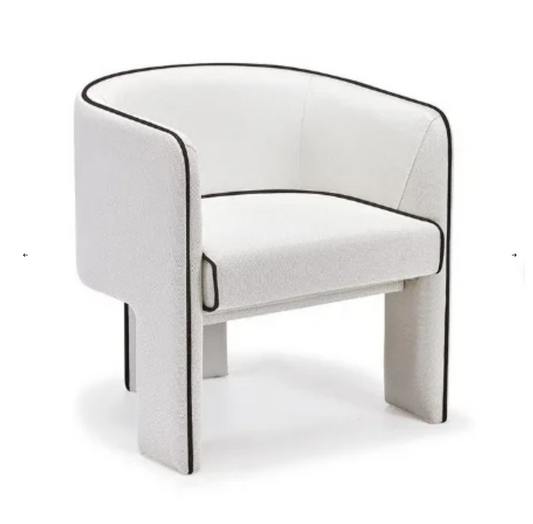 Arm Chair - Natural Wood - Osca- White & Black - 80x70x75 cm