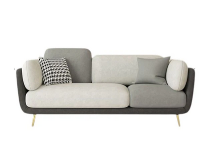 Sofa - Natural Wood - Multi Fabrics - Grey - 220x80x85 cm
