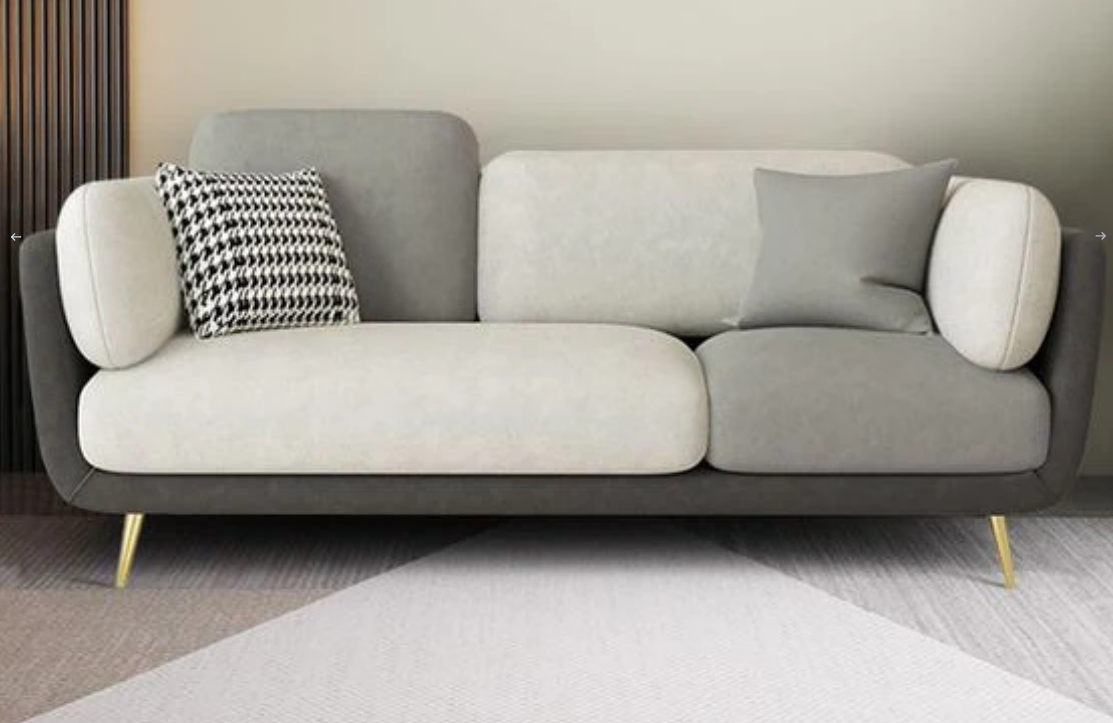 Sofa - Natural Wood - Multi Fabrics - Grey - 220x80x85 cm