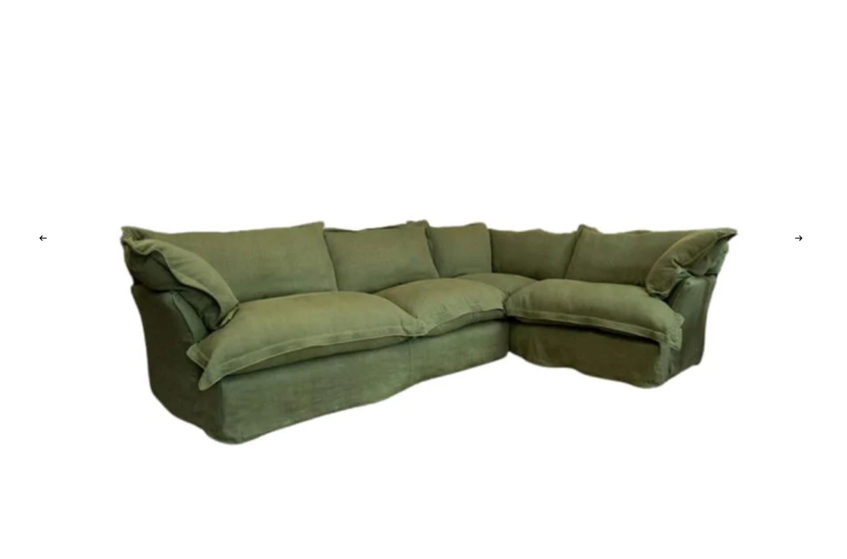 Sofa - Natural Wood - Multi Fabrics - Green - 307x95x77 cm
