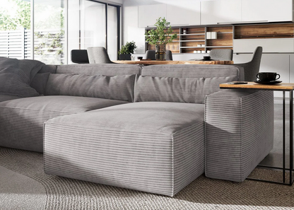 Sofa - Natural Wood - Multi Fabrics - Grey - 330x105x70 cm
