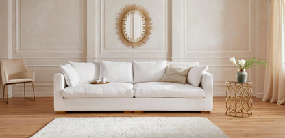 Sofa - Natural Wood - Multi Fabrics - White - 266x113x80 cm