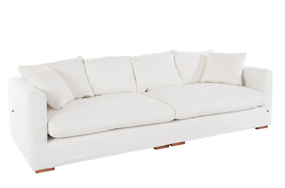 Sofa - Natural Wood - Multi Fabrics - White - 266x113x80 cm