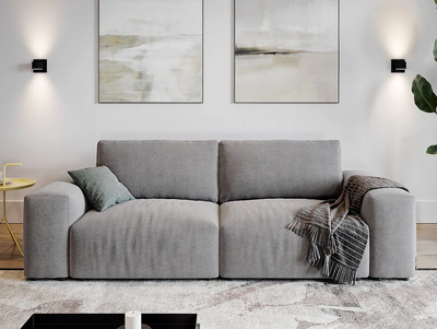 Sofa - Natural Wood - Multi Fabrics - Grey - 256x105x70 cm