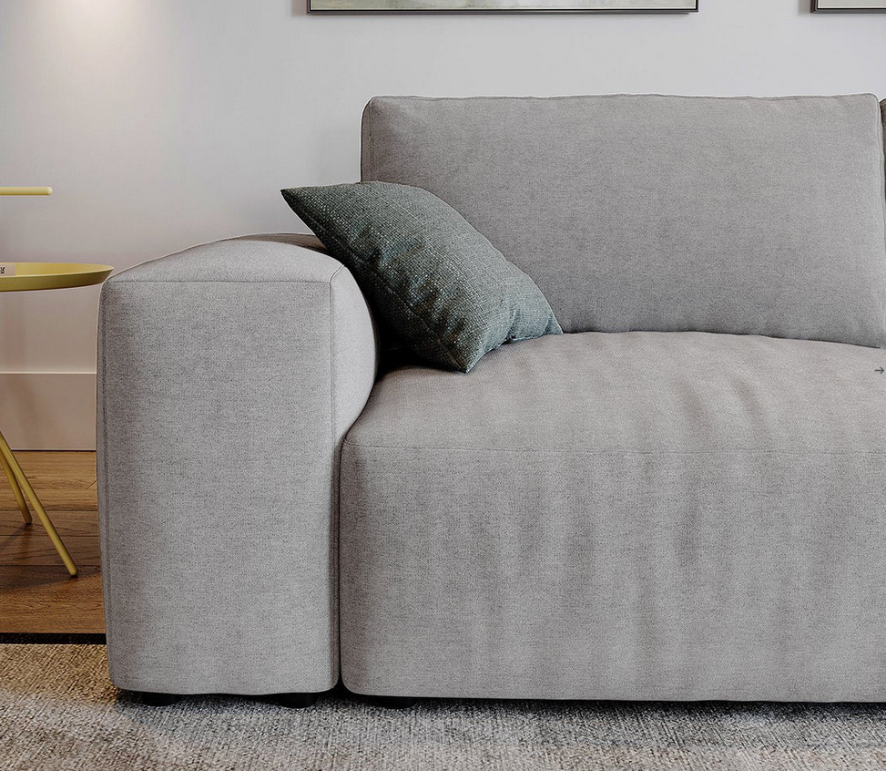 Sofa - Natural Wood - Multi Fabrics - Grey - 256x105x70 cm