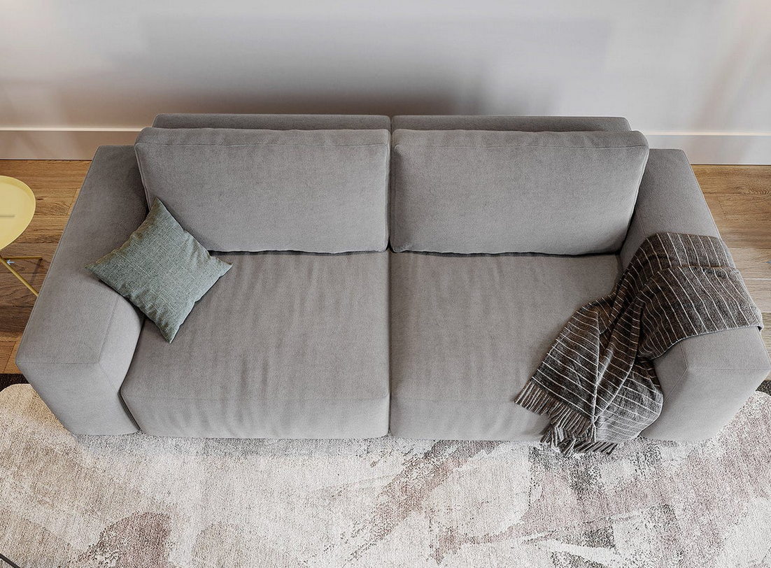 Sofa - Natural Wood - Multi Fabrics - Grey - 256x105x70 cm
