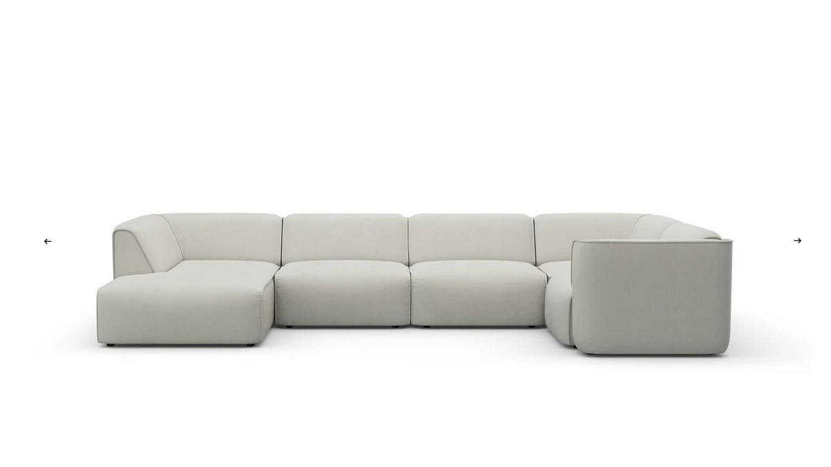 Sofa - Natural Wood - Multi Fabrics - Grey - 367x85x70 cm