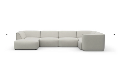 Sofa - Natural Wood - Multi Fabrics - Grey - 367x85x70 cm