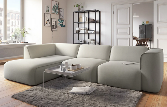 Sofa - Natural Wood - Multi Fabrics - Grey - 295x85x70 cm