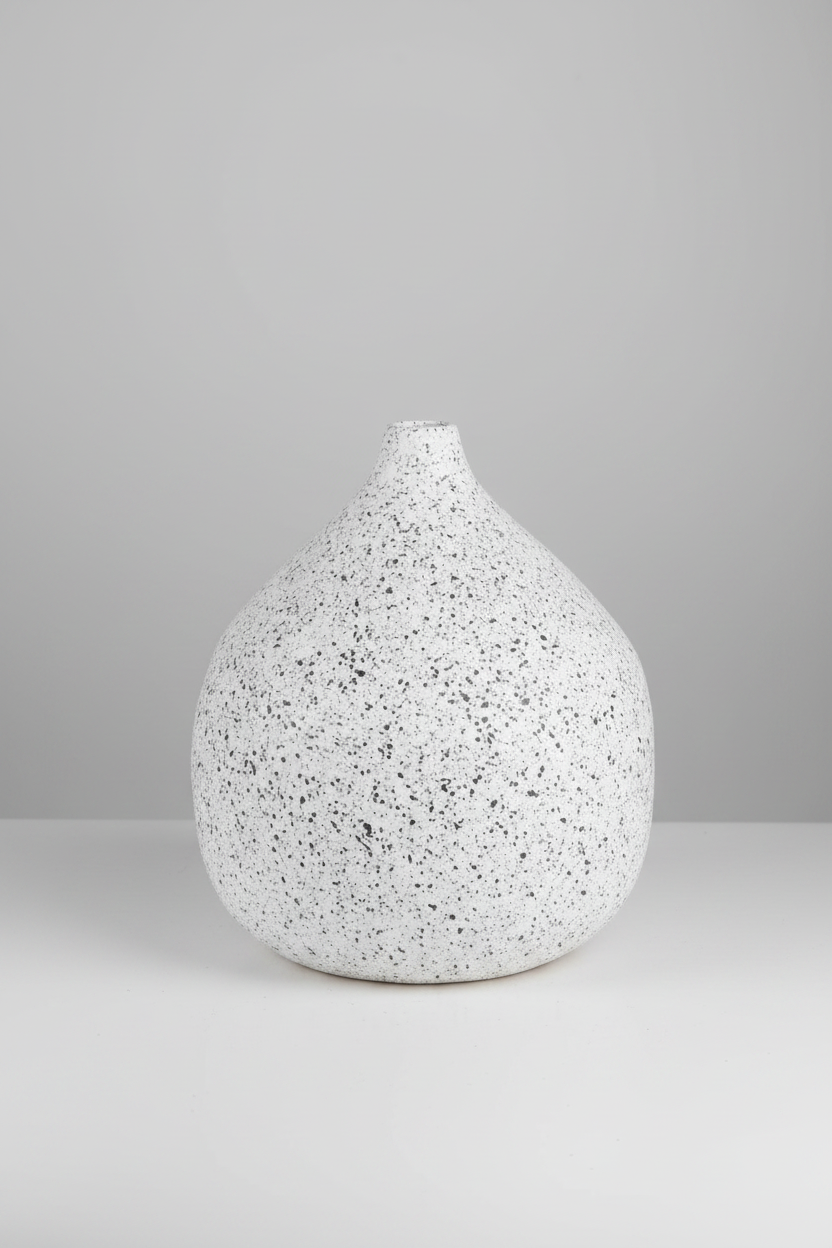 Vase - Pottery - White & Black
