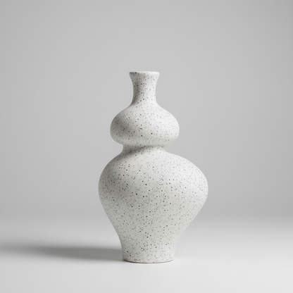 Vase - Pottery - White & Black