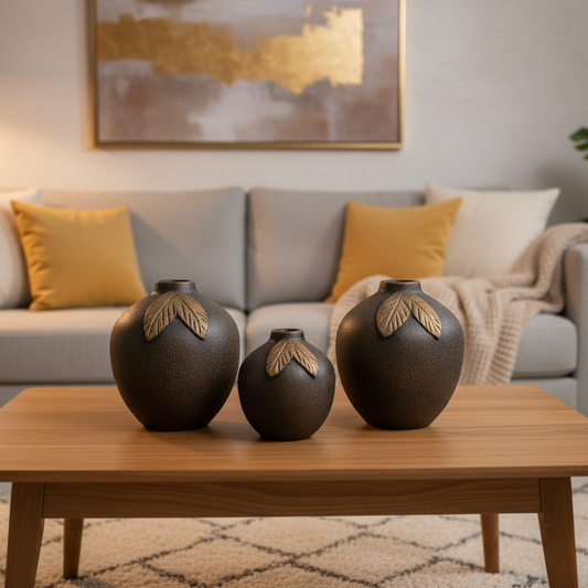 Set Of Decoration - Pottery - Gold & Black