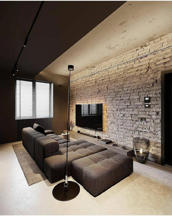 Sofa L Shape - Natural Wood - Multi Fabrics - Brown - 230 x 130 x 110 x 90 x 70 x 40 cm