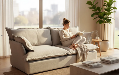 Sofa - Natural Wood - Multi Fabrics - Multi Colors - 223x95x77 cm