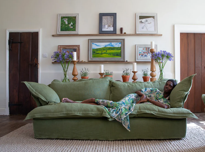 كنبه - خشب طبيعي - أقمشة متعددة - ألوان متعددة - 223×95×77 سم