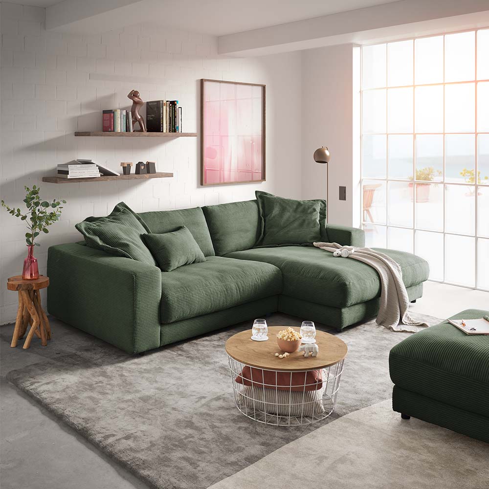 Sofa L Shape - Natural Wood - Multi Fabrics - Multi Color - 200 x 160 x 90 x 80 cm