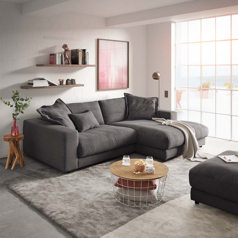 Sofa L Shape - Natural Wood - Multi Fabrics - Multi Color - 200 x 160 x 90 x 80 cm