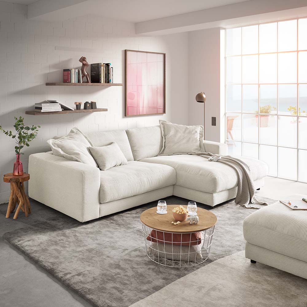 Sofa L Shape - Natural Wood - Multi Fabrics - Multi Color - 200 x 160 x 90 x 80 cm