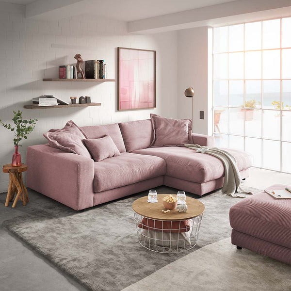Sofa L Shape - Natural Wood - Multi Fabrics - Multi Color - 200 x 160 x 90 x 80 cm
