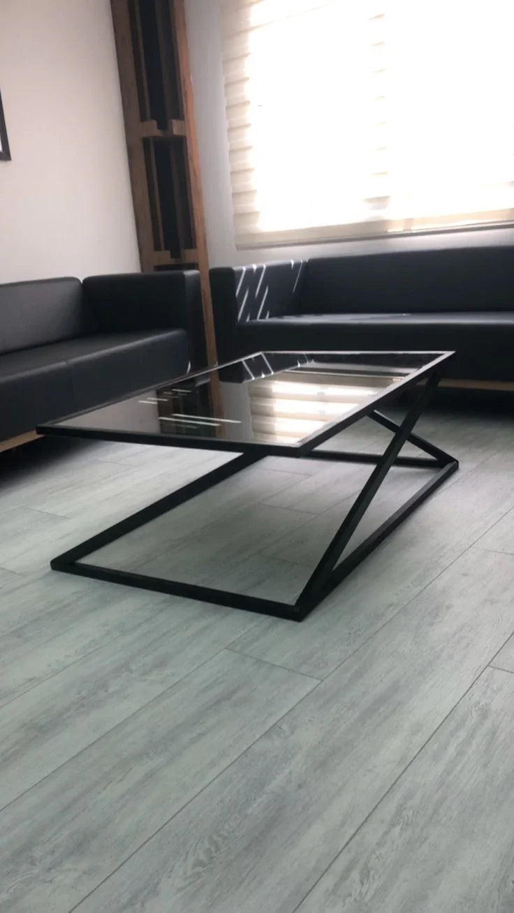 Coffee Table - Steel - Glass - Black - 90x50x40 cm - Cataloug