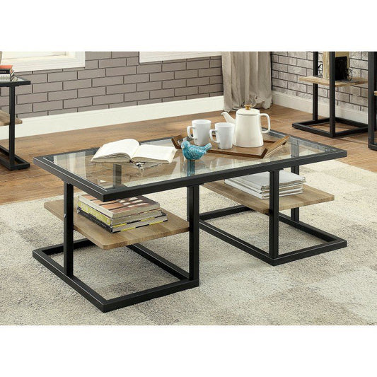 طاولة قهوة - فولاذ - زجاج - أسود - SG.CT.200.0041
