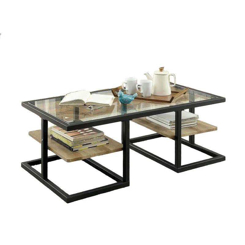 Coffee Table - Steel - Glass - Black - 90x40x40 cm - Cataloug