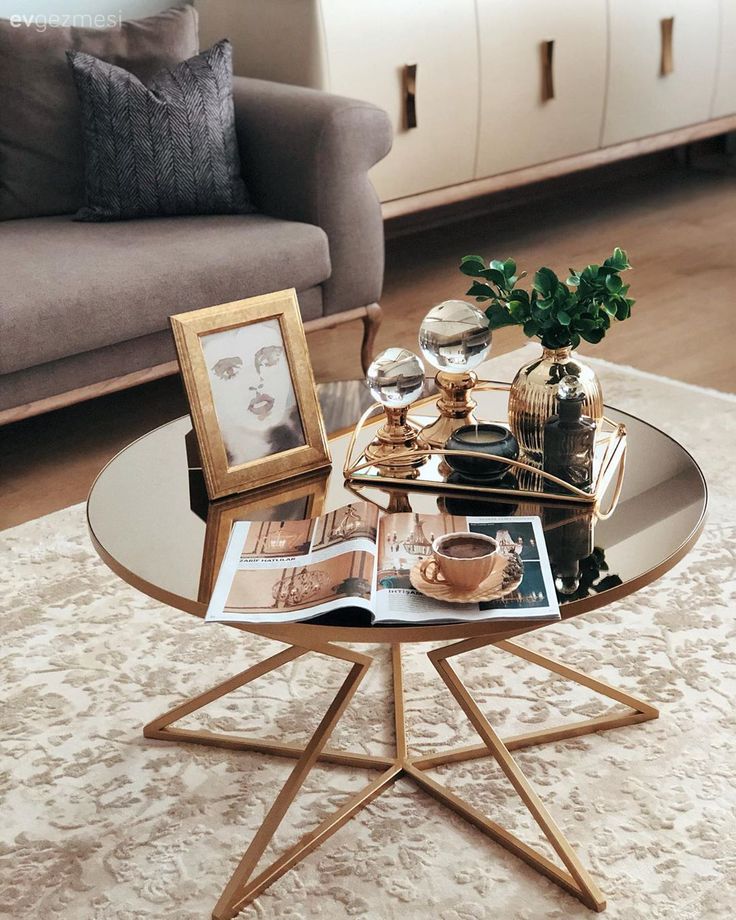 طاولة قهوة - فولاذ - زجاج - ذهبي - SG.CT.200.0042