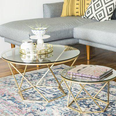 Coffee Table - Steel - Glass - Gold - 80x80x50 cm - Cataloug