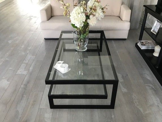 طاولة قهوة - فولاذ - زجاج - أسود - SG.CT.200.0046